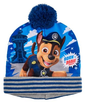PAW PATROL Berretto invernale da ragazzo con pompon, Azzurro, 52