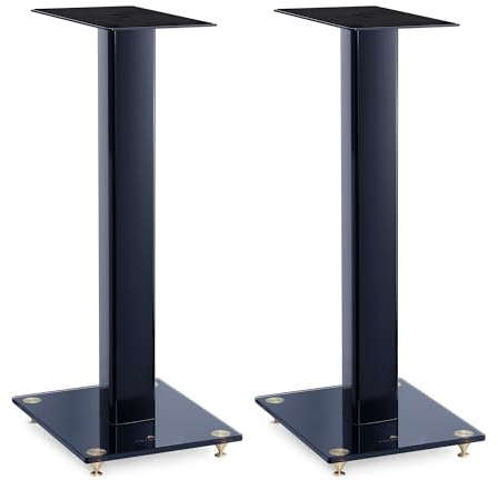 Triangle – Supports d'Enceintes S05 pour Enceintes Bibliothèques Hi-FI - Hauteur 640 mm - Pieds Lestables - Compatibilité Universelle - Bleu Foncé (Paire)