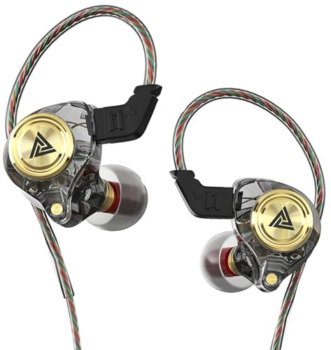 Ttbesmi QKZ AK3 - Cuffie intrauricolari in-ear portatili con cavo, stereo HiFi, nero trasparente, con microfono