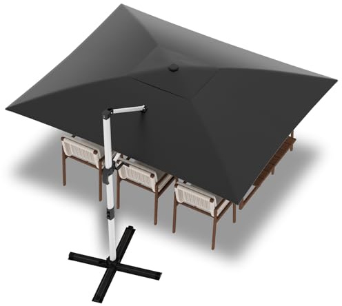Devoko Alluminio Ombrellone da Giardino 3x4m Copertura,Tettuccio monostrato Ombrellone da Balcone Impermeabile,Ombrelloni da Esterno con Protezione UV50+,Ombrellone da Terrazzo Rotazione 360°,Grigio