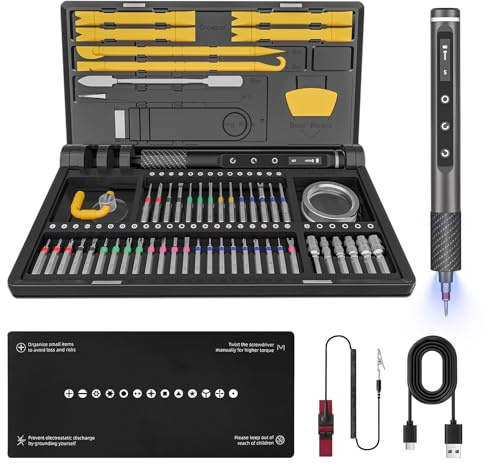Set di cacciaviti elettrici di precisione - 71 in 1 Cacciavite elettrico - Set di strumenti per meccanica di precisione con 5 coppie di coppia per riparazione professionale di dispositivi di