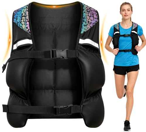 Weighted Vest for Woman Men, 0-10lbs Adjustable Running Vest with 10 Removable Weights, Weight Training Vest for Weight Loss, Colorful Reflective Straps & Phone Pockets, Machine Washable