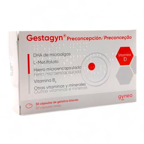 Gynea Gestagyn Preconcepción 30 Cápsulas - Con DHA, Ácido Fólico, Hierro, Zinc, Vitaminas B6 y D - Sin Gluten