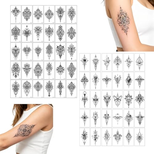 Androxeda 60 Stencil Tattoo Temporanei, Tatuaggi Temporanei, Tatuaggi Finti, Decorazioni Corpo, Per Feste, Bambini, Eventi