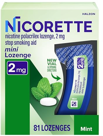 Nicorette 2 mg Mini Nicotine Lozenges to Help Quit Smoking - Mint Flavor Stop Smoking Aid, 81 Count Lozenge