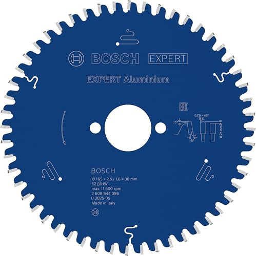 Bosch 1x EXPERT Aluminium Kreissägeblatt für Handkreissägen und Metalltrennsägen (für Aluminium, Ø mm, Professional Zubehör kabelgebundene Handkreissägen)