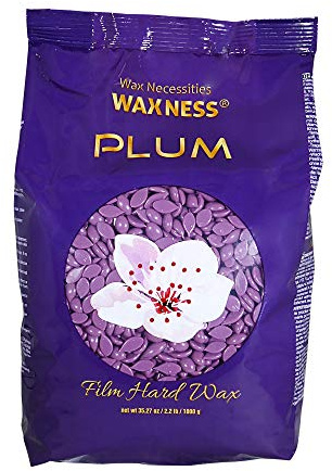 Waxness Film Hard Wax Beads Plum 2.2 lb (1 kg) – Stripless Professional Hard Wax with Plum Scent for Face & Body, Smooth Application – Made in Italy