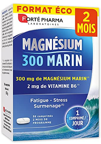 Forté Pharma - Magnésium 300 Marin | Complément Alimentaire à base de Magnésium Marin et Vitamine B6 - Anti Stress Adulte | 56 comprimés