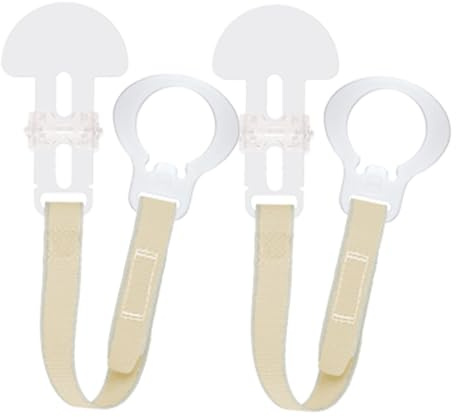 MAM Dummy Clip | 2 Pack | Baby Soother Clips Fit All MAM Soothers | Adjustable Length and Lightweight Design | Baby Accessories | Cream Strap | Dummies Not Included