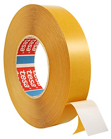 tesa Doppelseitiges Klebeband aus PVC | Montageklebeband | Breite wählbar | 50 m auf Rolle | Stark permanent klebend | Universalklebeband zum Montieren, Befestigen, Fixieren / 6 mm