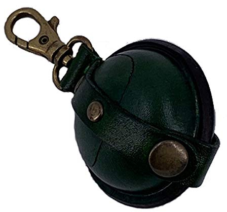 MIKA 28071105 - Mini Schlüsselanhänger aus Echt Leder/Sattelleder, Geldbörse als Schlüsseletui mit Münzfach mit Druckknopf, Schlüsselbörse für Kleingeld in grün, Schlüsseltasche Ø ca. 5 cm