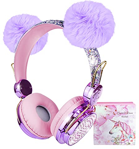 Auriculares inalámbricos para Niños, Auriculares Bluetooth para Niñas con oreja mullida, Auriculares Ajustables Sobre la Oreja con micrófono para niños, regalo de cumpleaños de Navidad(inalámbrico)