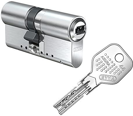 EVVA Akura 44 Doppelzylinder 60/35 inkl. 5 Schlüssel | Türzylinder mit Kopierschutz Not und Gefahrenfunktion Bohrschutz und Ziehschutz | Patentschutz bis 2037 | Sicherungskarte (Gleichschließung)