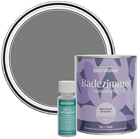 Rust-Oleum Grey Water-Resistant Bathroom Tile Paint in Matt Finish - Torch Grey 750ml