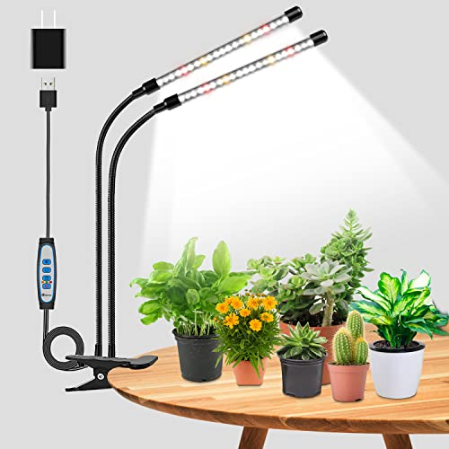 wolezek Lampe Horticole Led, 6000K Spectre Complet Lamp Plante pour Plants Interieur, Lampe Croissance Plante avec minuterie 6/12/16H,10 Luminosité, 3 Modes, Idéal pour les Petites Plantes