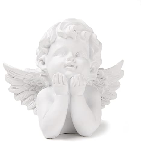 STCREE Resin White Praying Angel Statue Cherub Wings Figure Home Office Farmhouse Decoration Memorial Statue TQGJST116