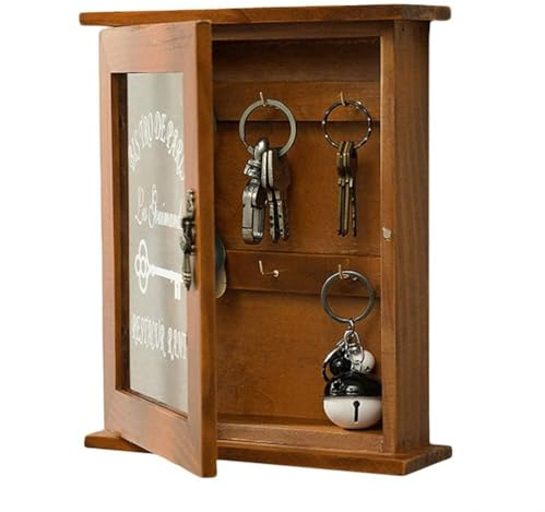 Porta Llaves de Madera para Montaje en Pared, Caja de Llaves, Decoración de Pared, Marrón