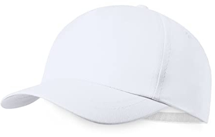 BLUECHOLON Casquette pour enfant à 5 panneaux en polyester RPET résistant, avec finition douce et fermeture réglable. avec trous d'aération brodés, Blanc, 48