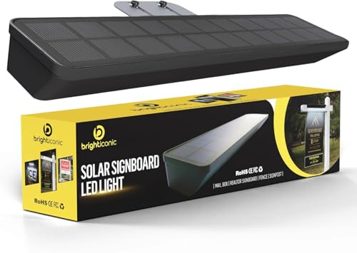 Brighticonics Solar Address Sign Light – IP65 Waterproof LED Lighted House Numbers – Easy to Install, Auto Dusk to Dawn ON/Off, Outdoor Solar Address Signs for Yard, Homes, Business - Cold White 6000K