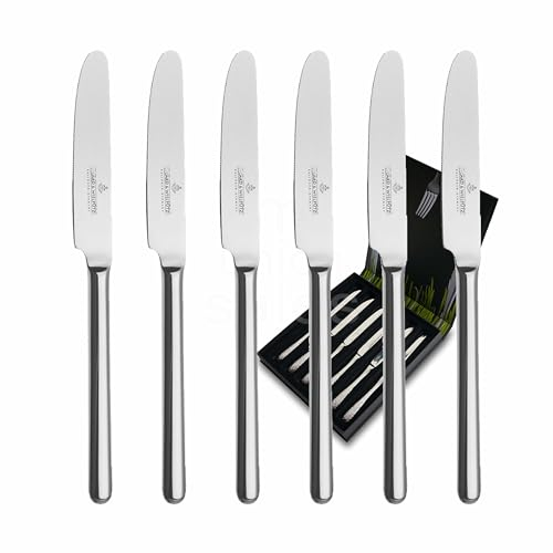 Picard & Wielpütz Ventura 6108 - Juego de cuchillos de postre (6 piezas, mango de acero, en caja de regalo negra con cierre magnético)