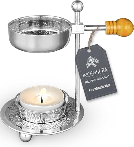 Räucherstövchen mit Sieb - Silber Weihrauchbrenner, Vielseitig & Robust für Aromatherapie | Räuchergefäß, Weihrauchbrenner, Räucherstövchen Sieb, Incense Burner, Räuchern Zubehör
