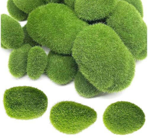 Moss Balls, 30pcs Moss, Fake Moss, Artificial Moss, Fake Rock, Faux Moss for Indoor Planters, Moss Ball, for Fairy Gardens Flower Arrangements Floral Arrangements Terrariums and Crafts Decoration
