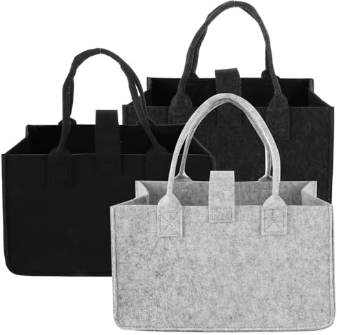ASelected 3 bolsas de fieltro para la compra, Gris claro + negro + gris oscuro, Utilidad