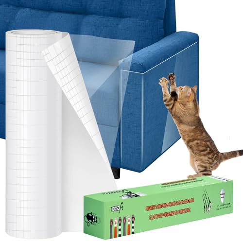 TOOSOFt - Protector de sofá de plástico para mascotas (4,1 m x 31,5 cm), adhesivo grande antiarañazos para gatos, protector de muebles – Cinta adhesiva transparente para evitar arañazos de perros para