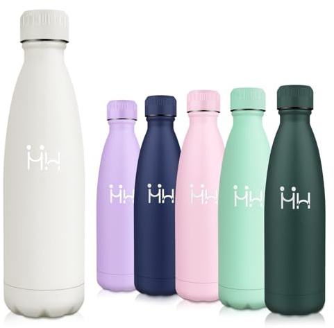 Motswedi Bottiglia d'acqua in acciaio inox, 0,5 l senza BPA, bottiglia termica, mantenere 12 ore calda/24 freddo, borraccia a prova di perdita, bottiglia d'acqua per sport, ufficio, yoga, ciclismo