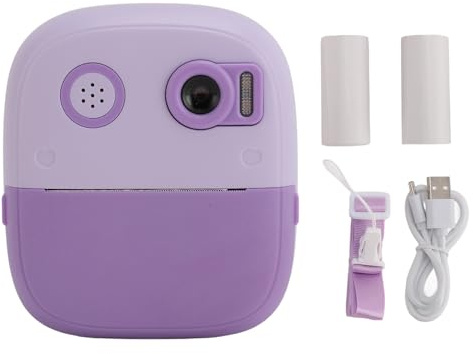 Instant Print Camera för barn 2,4 tum IPS HD -skärm 1080p Dual Lens 8x Digital Zoom Autofocus Instant Camera Toy for Girls Boys Birthday Present (Viola)