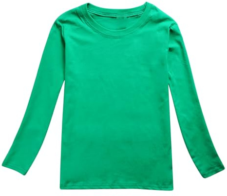 Camiseta con Corbata para Niña de Manga Larga con Impresiones Sólidas, Tops con Lentejuelas, Camiseta Reversible para Niña 128, verde, 4-5 años