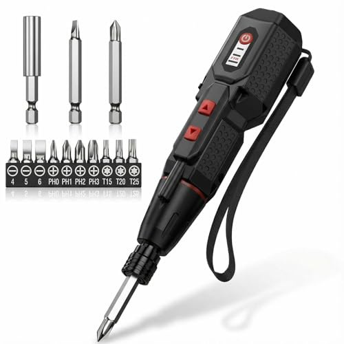 LOFICOPER Elektrischer Schraubendreher, Präzise Akkuschrauber Set mit 12 Bits, 3-10 Nm, 1600mAh, 280RPM, LED-Licht, Typ-C Heimwerken Reparierwerkzeug, für Möbelmontage, DIY