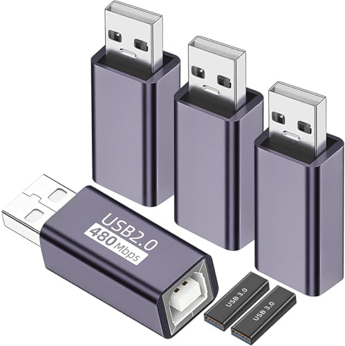 HAAMNING7 4 pièces Adaptateur USB 2.0 type B Convertisseur USB A vers USB B MIDI, Adaptateur d'extension de données mâle vers femelle, pour piano électrique, imprimante, ordinateur portable