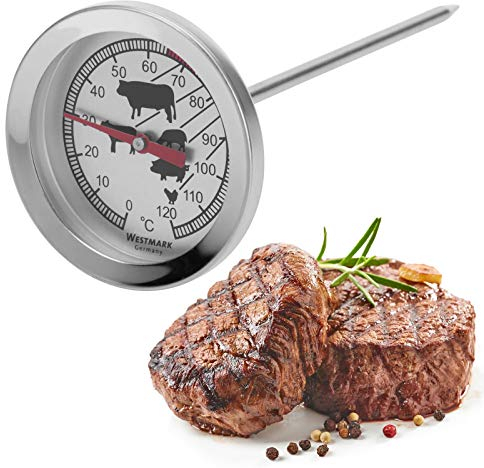 Westmark Thermomètre à Viande, Avec Symboles pour une Lecture Facile, Acier Inoxydable, Argenté/Rouge, 12692270