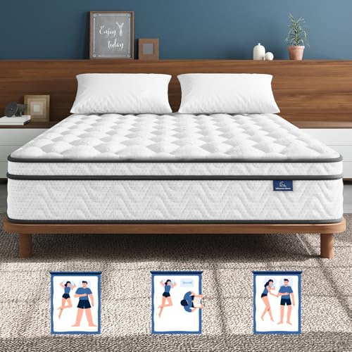 Vesgantti Full Mattress 10 Inch, Fiberglass-Free | Cool Sleep Hybrid Double Mattress in a Box - Memory Foam & Pocket Springs, Ergonomic Design, Pressure Relief, Medium Firm Feel, 54×75×10