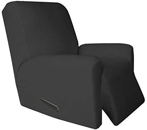 Easy-Going 4 Pieces Microfiber Stretch Recliner Slipcover – Spandex Soft Fitted Sofa Couch Cover, Washable Furniture Protector with Elastic Bottom for Kids, Pet(Recliner, Dark Gray)