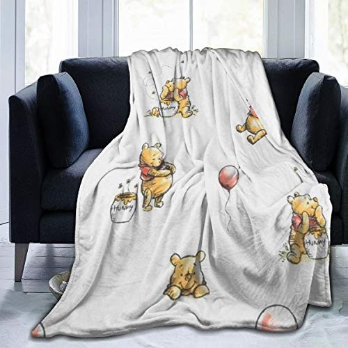 FASHIONDIY Winnie Puuh Decke, übergroß, warm, für Erwachsene, superweiche Decke mit weichem Anti-Pilling-Flanell, für Erwachsene und Kinder, 3D-Druck, 203,2 x 152,4 cm