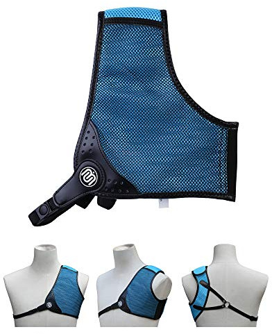 BICASTER Protector de pecho para tiro con arco, diseño de malla 3D derecha (azul, grande)