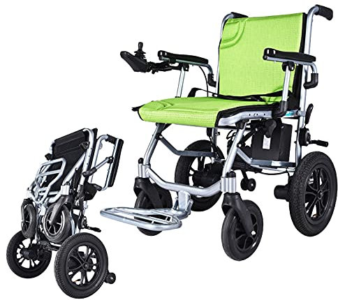 YGSYSC Fauteuil Roulant éLectrique Pliant pour Adultes, Fauteuil Roulant éLectrique LéGer Et Durable avec Moteurs Puissants, Endurance 20 Km, Fauteuil Roulant Motorisé SûR Et Confortable (Vert)