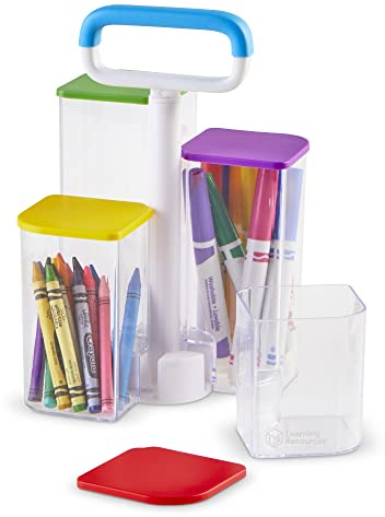Learning Resources Lernmaterialien Create-a-Space Transparente Behälter mit Tragegriff, Schreibtischorganizer für Kinder, Durchsichtige Stifthalter, Stiftehalter, Stifteorganizer