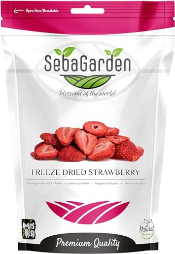 Seba Garden Fresas liofilizadas de primera calidad, sabrosas fresas europeas sin OMG y veganas (100 g)