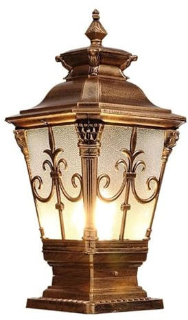 Farol Pie Sobremuro Exterior Lámpara de poste rústica vintage Lámpara de Pilar Impermeable Estilo europeo patio paisaje columna luces for puerta jardín villa terraza calle linterna(Color:Bronze)