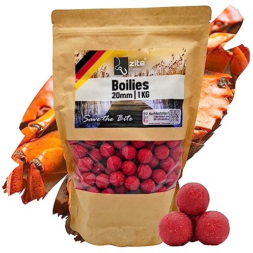 Zite Fishing Boillies fürs Karpfen-Angeln – 3x1kg in verschiedenen Aromen – Angelköder sinkend in wiederverschließbarem Beutel – Hochfängige Aromen durch wohldosierte Aminosäuren (Monster Crab)