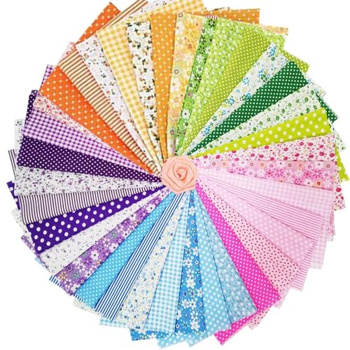 35 Stück Baumwollstoff,Patchwork Stoff Paket 25 cm x 25 cm Blumenmuster bedruckte Farbsystem Patchwork Stoffe Bunte Baumwollstoff Set Bedruckte Stoffe für Kleidung Vorhänge Bettwäsche DIY Basteln