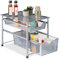 Relaxdays Schubladenregal, stapelbarer Büro Organizer, 2 Ausziehkörbe, HBT: 30x28x42,5 cm, Metall, Küche, Bad, Silber