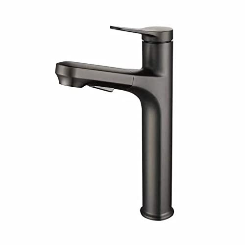 Bathroom Tap Extendible Washbasin Tap High Washbasin Tap with Hand Shower 2 Jet Types Shower Sink Tap Black, XYLKWY, Gun Grey,