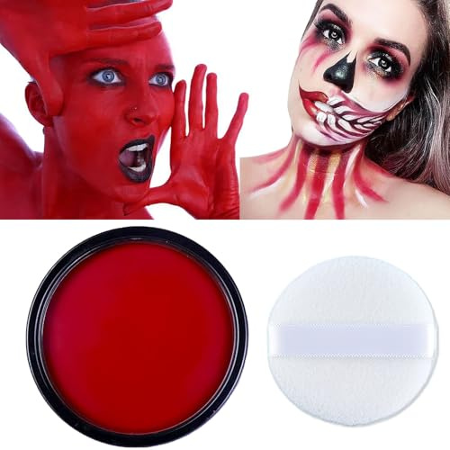 Teatersmink röd kroppsmålning färger oljig ansiktsfärg för barnsmink, halloween karnevaler, clown, maskerad smink, cosplay-28 g