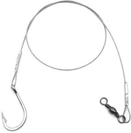 3/0 Shark Surf Rigs with 20 Inch 49-Strands Steel Leader(120Pound),Deep Sea Hooks for Big Fish (3/0)