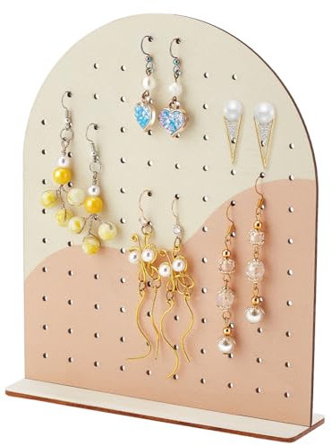 PH PandaHall Wood Earring Display Stands, 106 Holes Earring Holder Organizer Arch-shape Stud Earring Holder 2 Tones Jewelry Rack for Personal Usage Retail Trade Craft Show Exhibition