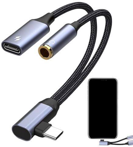 Adaptador de audio USB C a 3,5 mm, adaptador USB C a conector para auriculares | Cargador de adaptador de auriculares multifuncional 2 en 1 | Conversor de auriculares portátil, adaptador auxiliar de